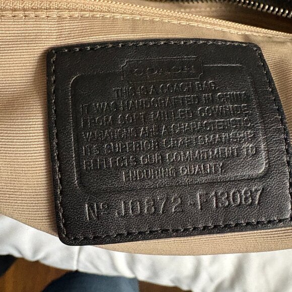 COACH Hampton Black Pebbled Leather Shoulder Bag Braided Trim Tassel - Picture 4 of 10